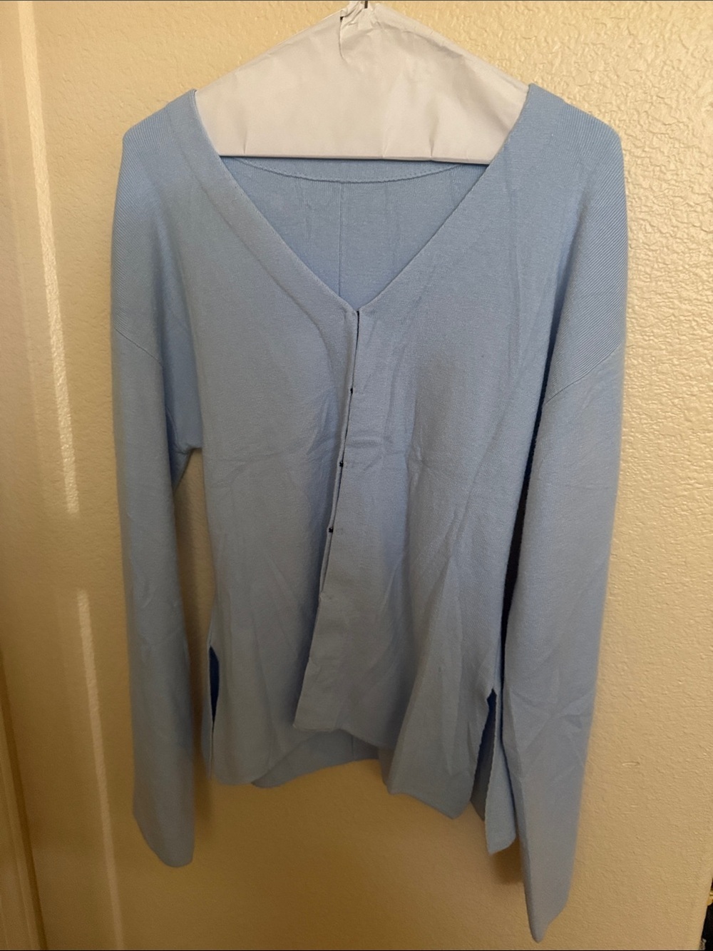 Women's Lightweight Sky Blue V-Neck Button Cardigan